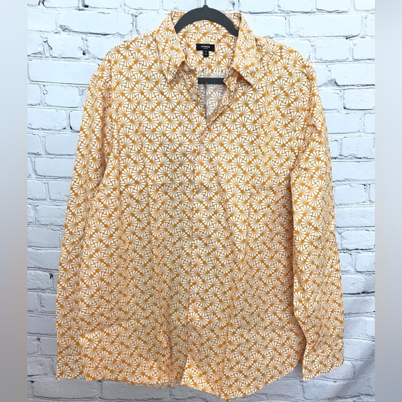 Express Men’s Abstract Orange Slim 1MX XL Tall Button Down Shirt NWT - Picture 2 of 7